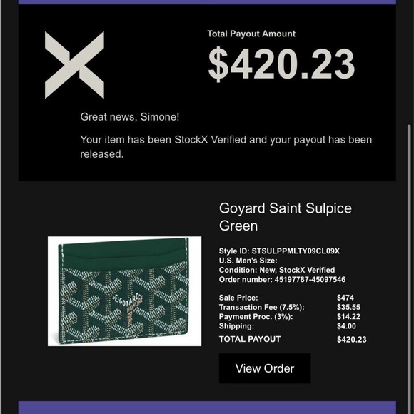 Brand New Green Goyard card holder - Picture 3 of 4